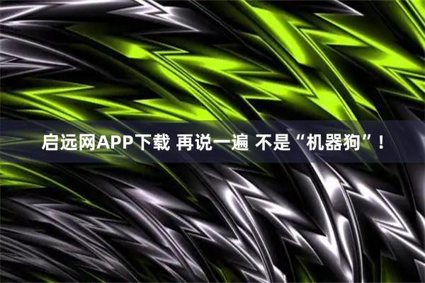 启远网APP下载 再说一遍 不是“机器狗”！
